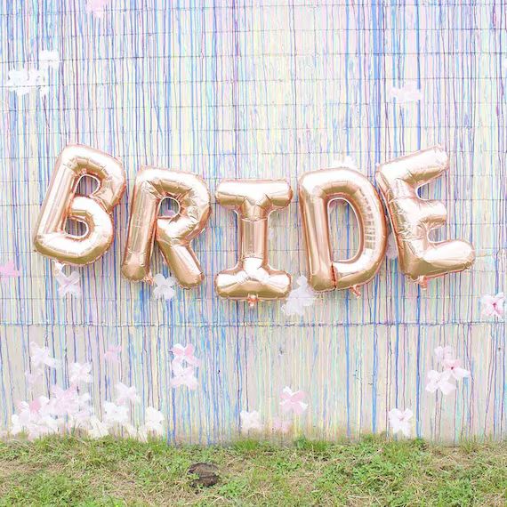 Jumbo BRIDE Bachelorette Party Balloon Banner | 32" tall | Rose Gold or Gold | Etsy (US)