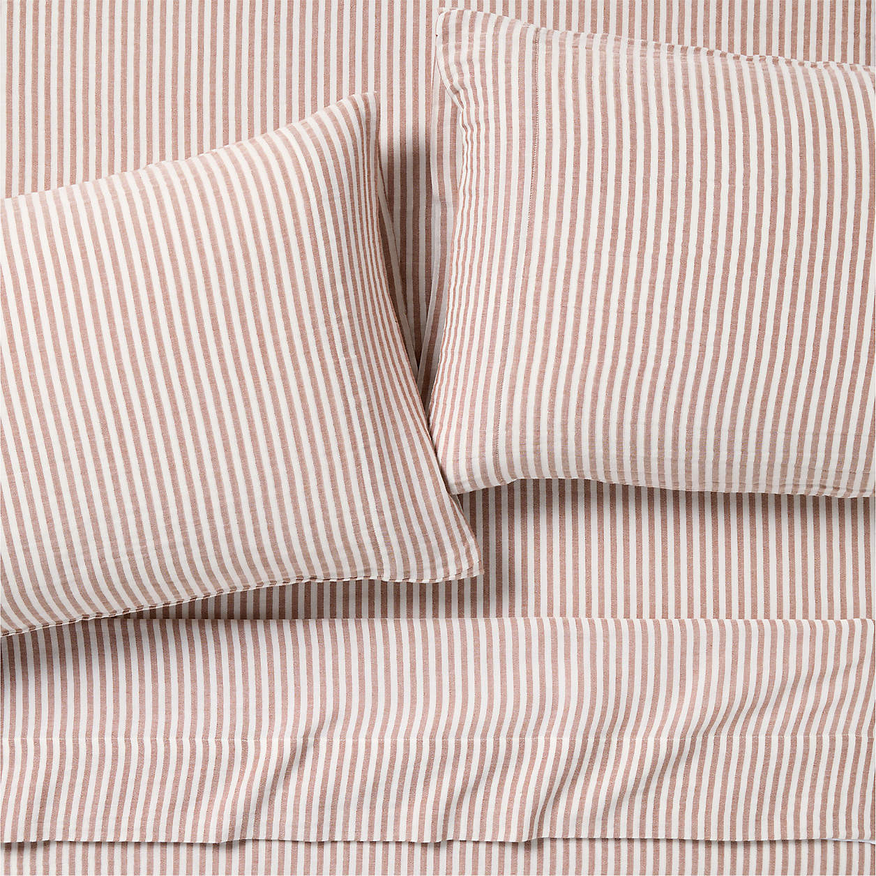 Supersoft Brulee Brown Striped 100% Organic Cotton Gauze Kids Full Sheet Set + Reviews | Crate & ... | Crate & Barrel