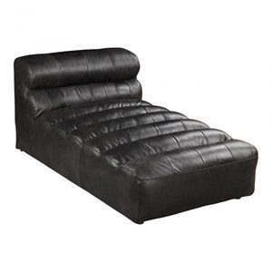 Moe's Home Collection Ramsay Contemporary Leather Chaise in Black | Cymax