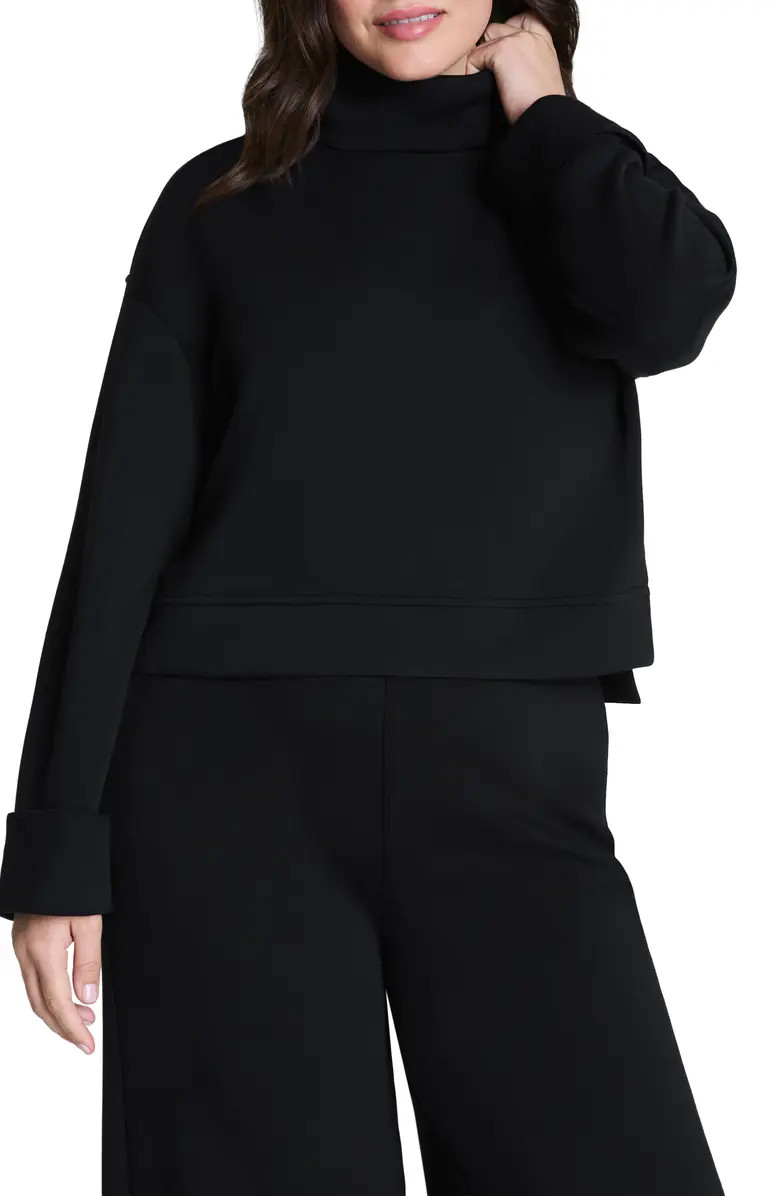 SPANX® Cuffed Sleeve Crop Turtleneck Sweatshirt | Nordstrom | Nordstrom
