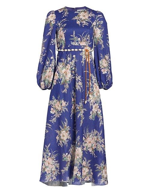 Moonshine Belted Floral Midi-Dress | Saks Fifth Avenue