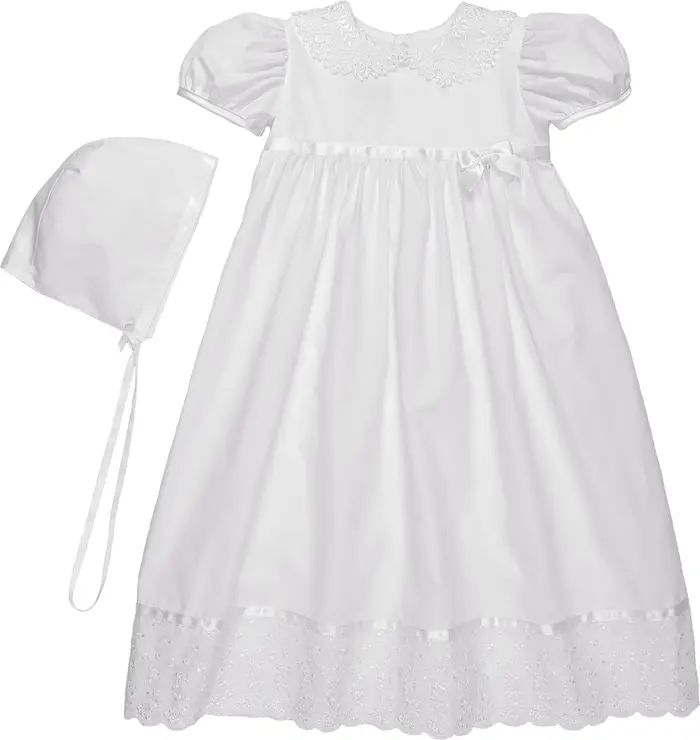 Lace Collar Christening Gown and Bonnet Set | Nordstrom