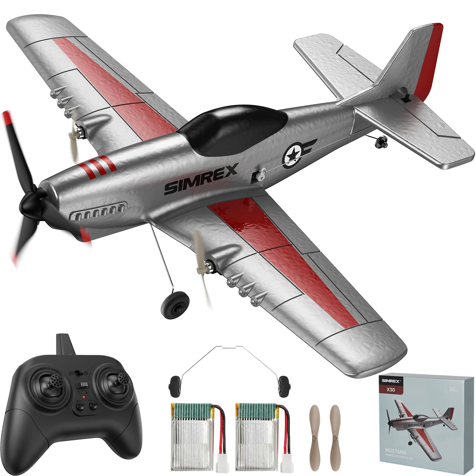SIMREX RC Plane for Kids - 2.4GHz 3-Channel Remote Control Airplane Toy with 6-Axis Gyro, 2 Speed... | Amazon (US)