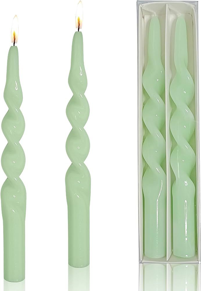 Green Spiral Candlesticks Unscented - Twisted Taper Candle- 10 inch Handmade Candles Stick Driple... | Amazon (US)