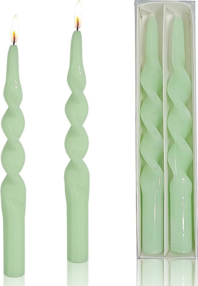 Green Spiral Candlesticks Unscented - Twisted Taper Candle- 10 inch Handmade Candles Stick Driple... | Amazon (US)