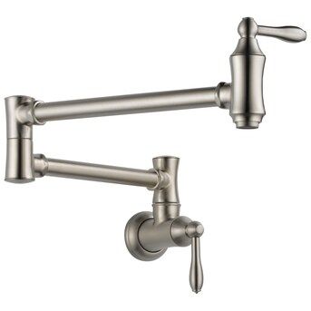 Delta Stainless 2-Handle Wall Mount Pot Filler Handle/Lever Kitchen Faucet | Lowe's