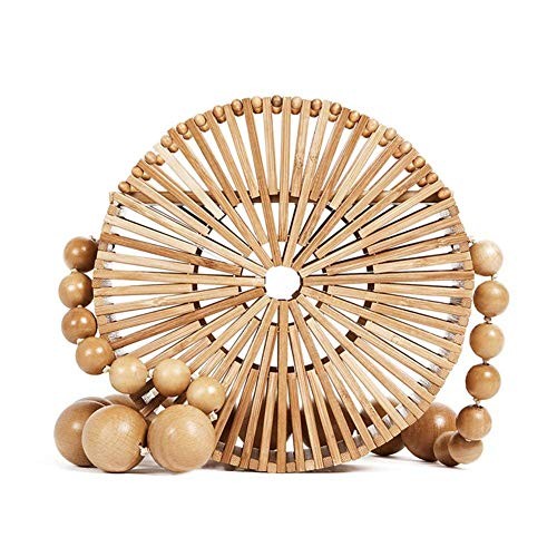 Round Bamboo HandBag Straw Basket Purse Summer Beach Bag | Amazon (US)