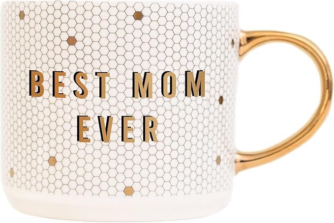 Sweet Water Decor Best Mom Ever Tile Coffee Mug - Novelty Coffee Mugs - 17oz Gold Handle Coffee C... | Amazon (US)