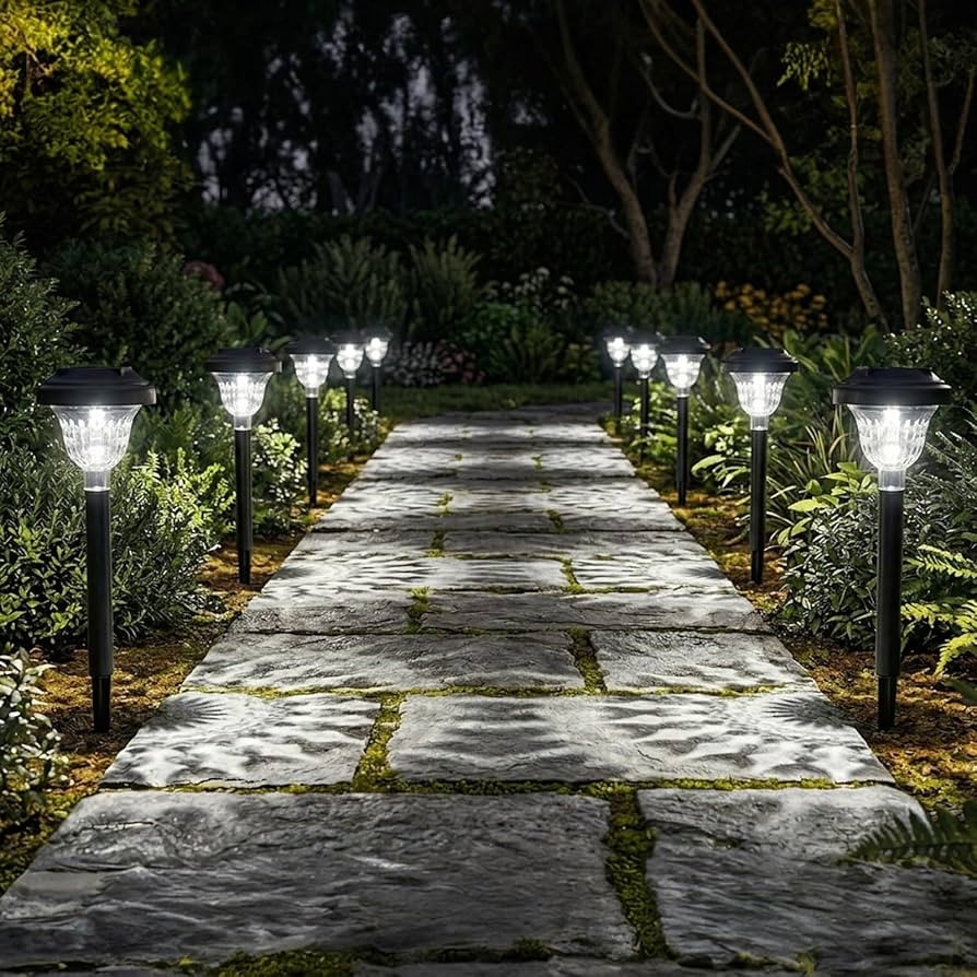 Solar Pathway Lights Outdoor 10 Pack Waterproof Solar Garden Lights Auto On/Off LED Solar Yard Li... | Amazon (US)