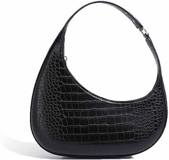 Moon Bags For Women, Faux Crocodile Pattern Leather Crescent Bag, Small Trendy Shoulder Bag Women... | Amazon (US)
