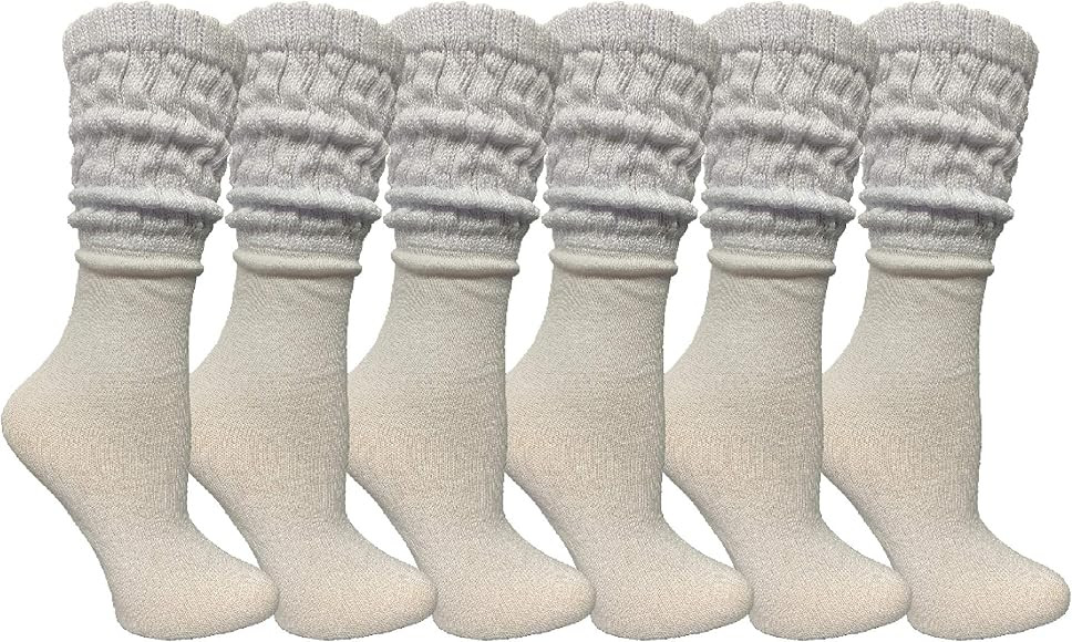 6 Pairs Yacht & Smith Womens Cotton Slouch Chunky Socks, Womens Knee High Boot Socks | Amazon (US)