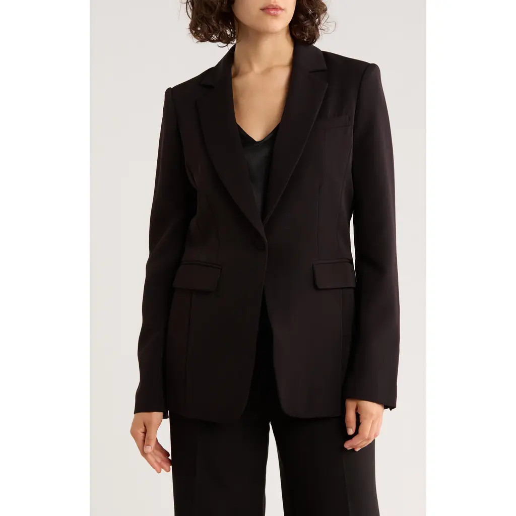 DKNY One-Button Suit Blazer in Black at Nordstrom Rack, Size 0 | Nordstrom Rack