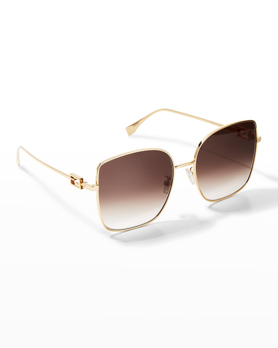 Fendi Iconic Baguette Square Metal Sunglasses | Neiman Marcus