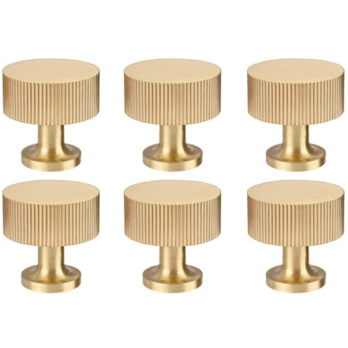 RZDEAL 6pcs Solid Brass Cabinet Knobs Pulls Cabinet Drawer Dresser Gold Knobs Modern Handles (1"x1"/25mmx25mm),Brushed Brass Finish | Amazon (US)