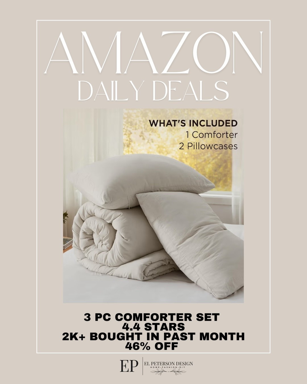 Amazon Daily Deals
3 pc comforter set 

#LTKSaleAlert #LTKHome