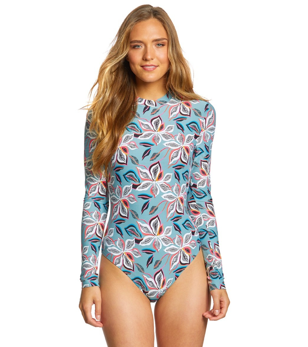 Billabong Women's Surf Beat Long Sleeve One Piece Swimsuit - Jungle Large Elastane/Polyamide - Swimoutlet.com | SwimOutlet.com