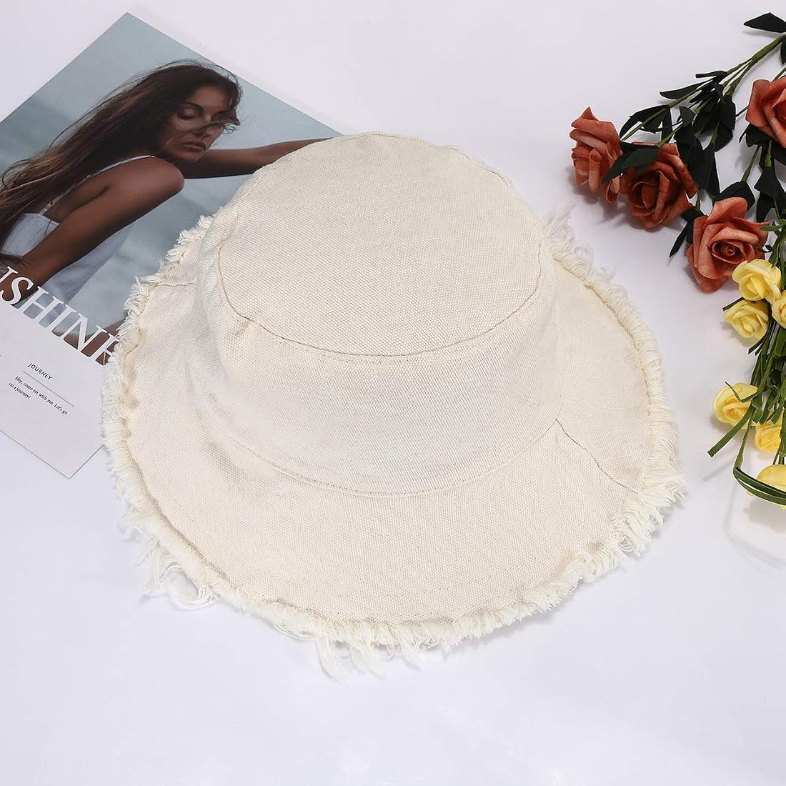 boderier Sun Hats for Women Summer Casual Wide Brim Cotton Bucket Hat Beach Vacation Travel Acces... | Amazon (US)