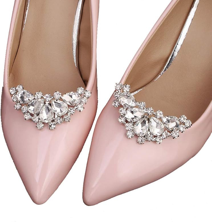 Lauthen.S 1 Pair Rhinestone Wedding Shoe Clips Bride Party Shoe Decoration | Amazon (US)