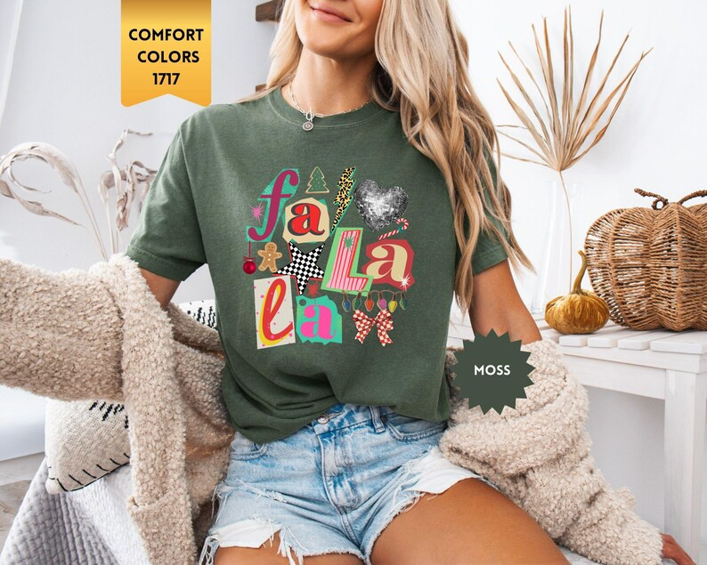 Comfort Colors® Fa la la Christmas Shirt, Retro Xmas T-shirt, Funny Holiday Tee | Etsy (US)