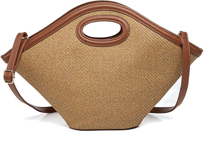 Large Rattan Tote Bag For Women Designer Summer Beach Wicker Purse Woven Vacation Straw Handbag | Amazon (US)