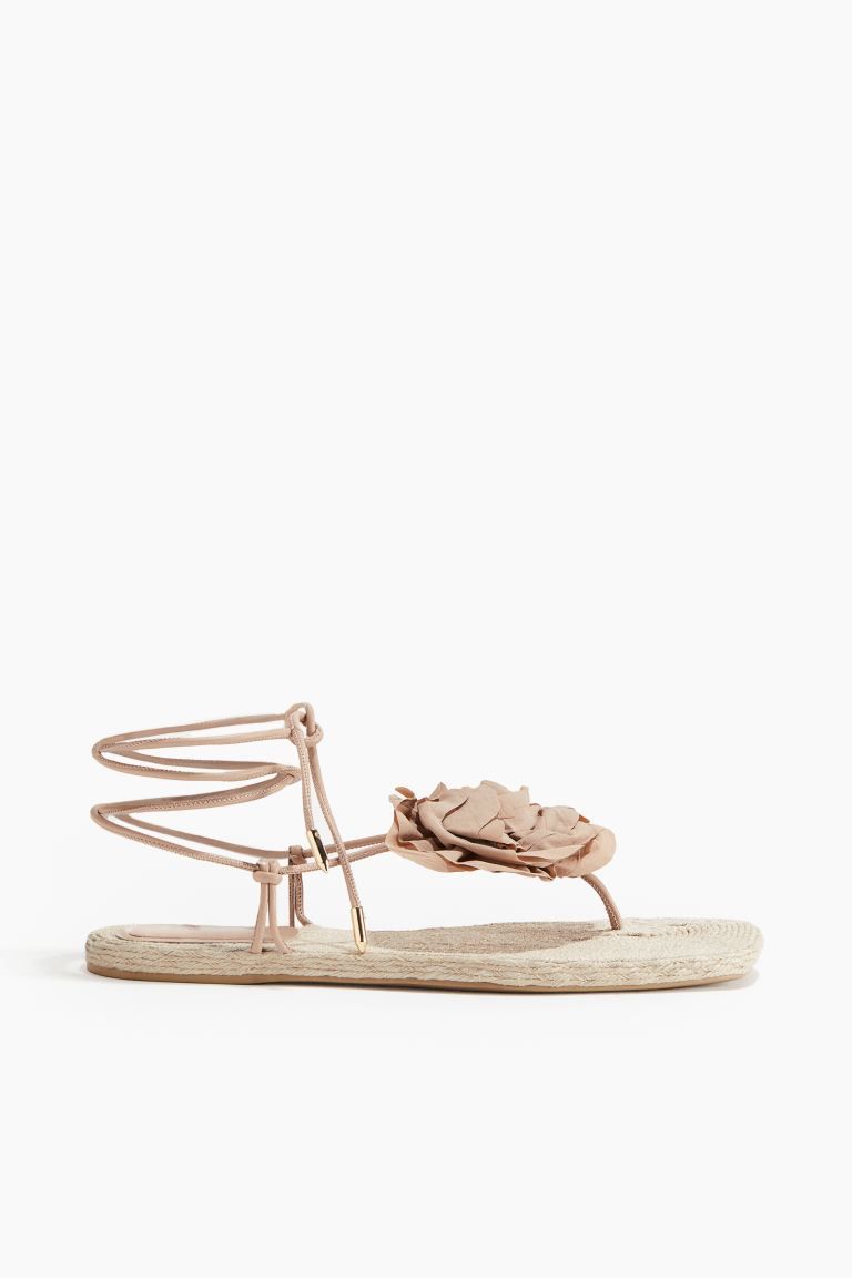 Appliquéd Espadrille Sandals - Light beige - Ladies | H&M US | H&M (US + CA)