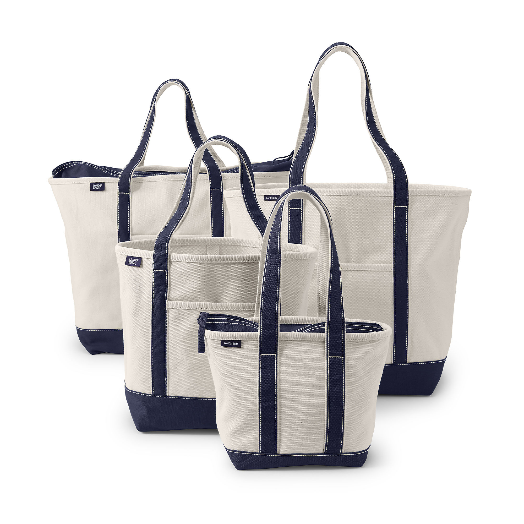 Extra Large Natural 5 Pocket Open Top Long Handle Canvas Tote Bag | Lands' End (US)