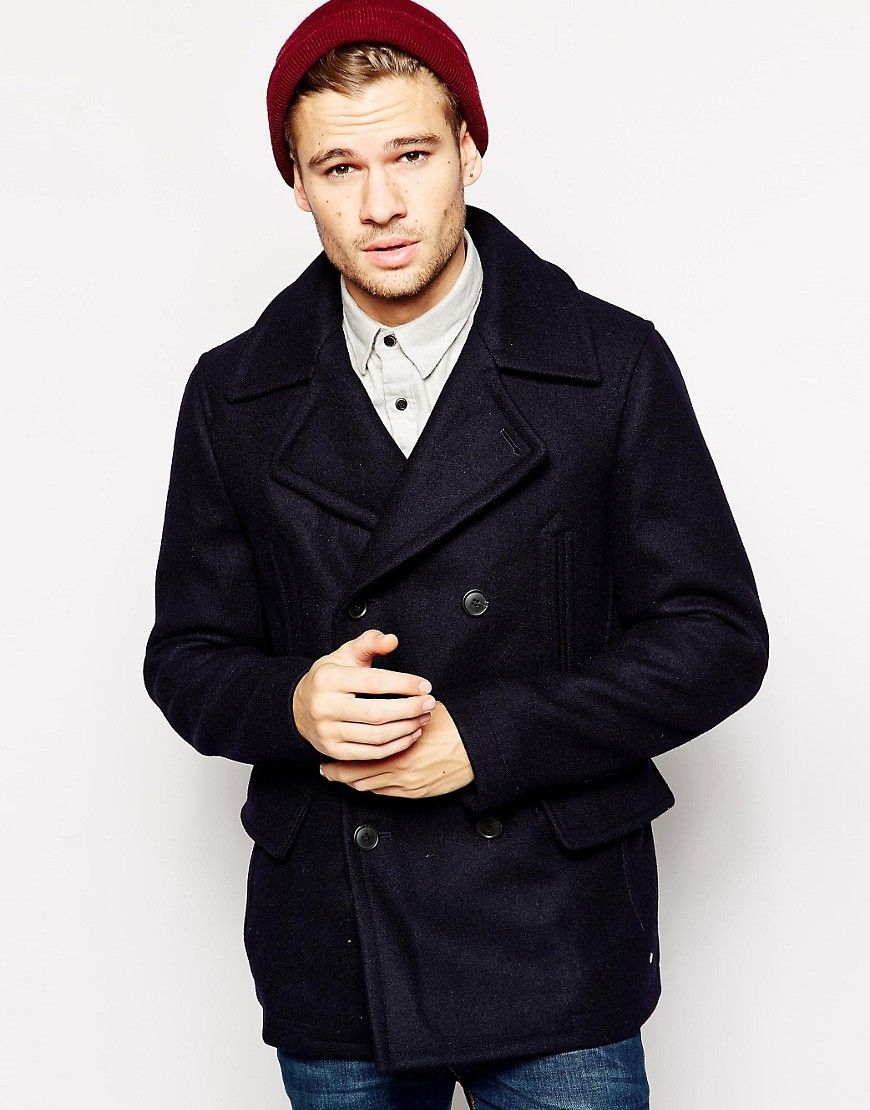 Selected Premium Pea Coat - Navy | ASOS US