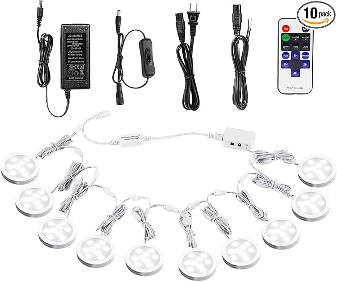AIBOO Linkable Under Cabinet LED Lighting 12V Dimmable Puck Lights with Wireless RF Remote Contro... | Amazon (US)