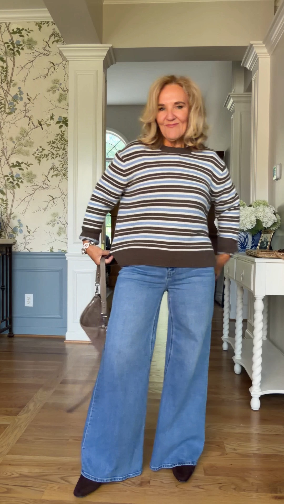 This color combo is so pretty from now and in to the next season.
Sweaters size medium
Jeans size 29
Long sleeve white tee size large
Silk pants size medium short
Skirt size medium
My exact brown jacket isn’t available right now, but I’m linking one with a button closure. There’s also a really cool short trenchcoat that I saw last week at the conference. It comes in Brown.

Fall outfits, work outfits, everyday casual, business casual

#LTKOver40 #LTKootd #LTKPetite