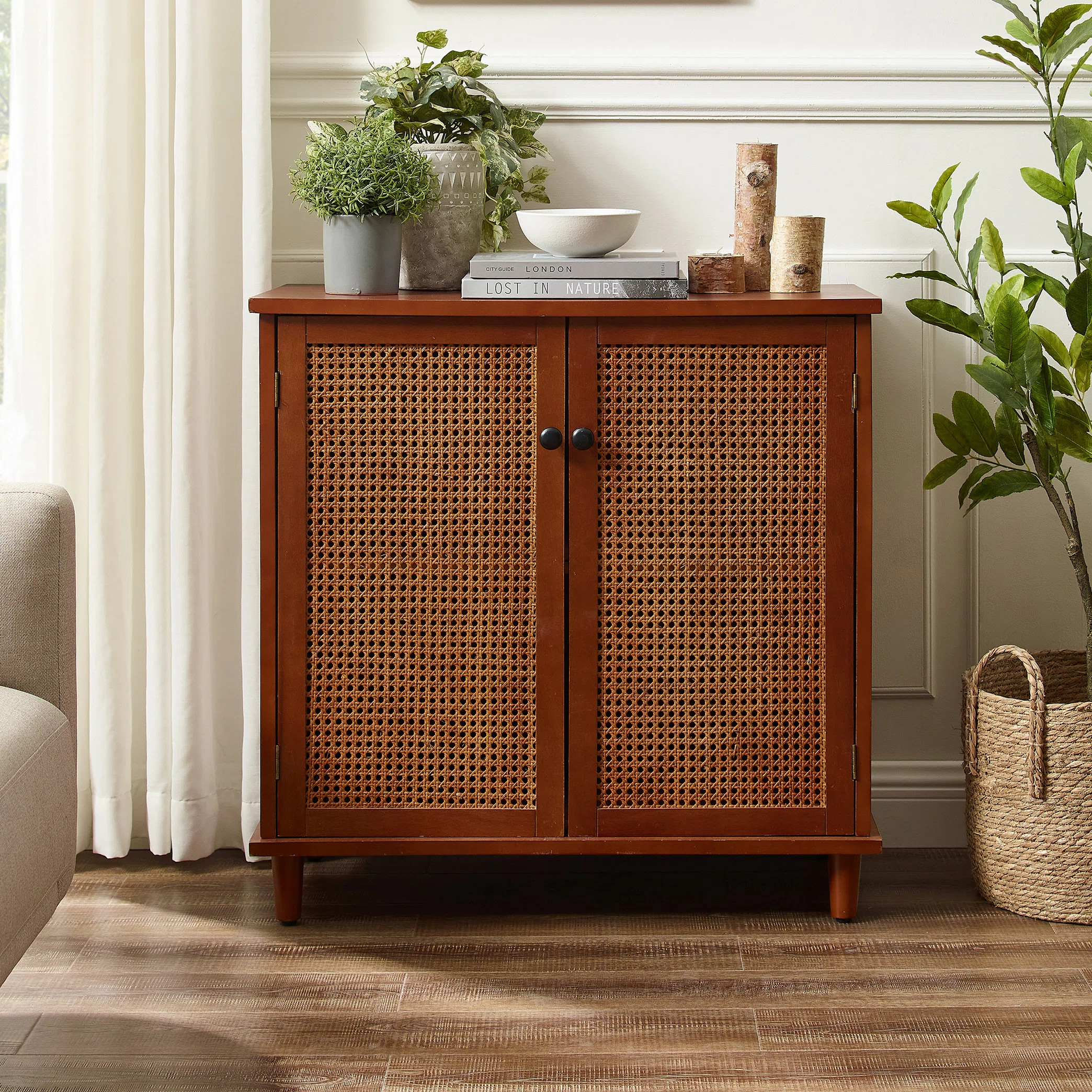 Bay Isle Home Calzada  31.5'' Tall 2 - Rattan Wicker Door Storage Accent Cabinet | Wayfair | Wayfair North America