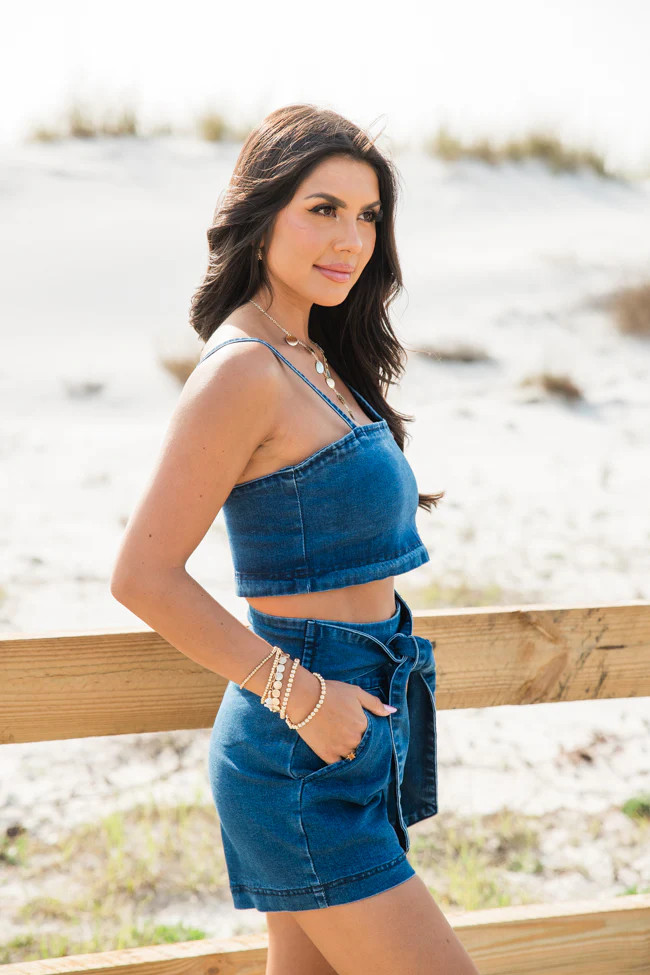 Lasso My Heart Dark Wash Denim Two Piece Set | Pink Lily