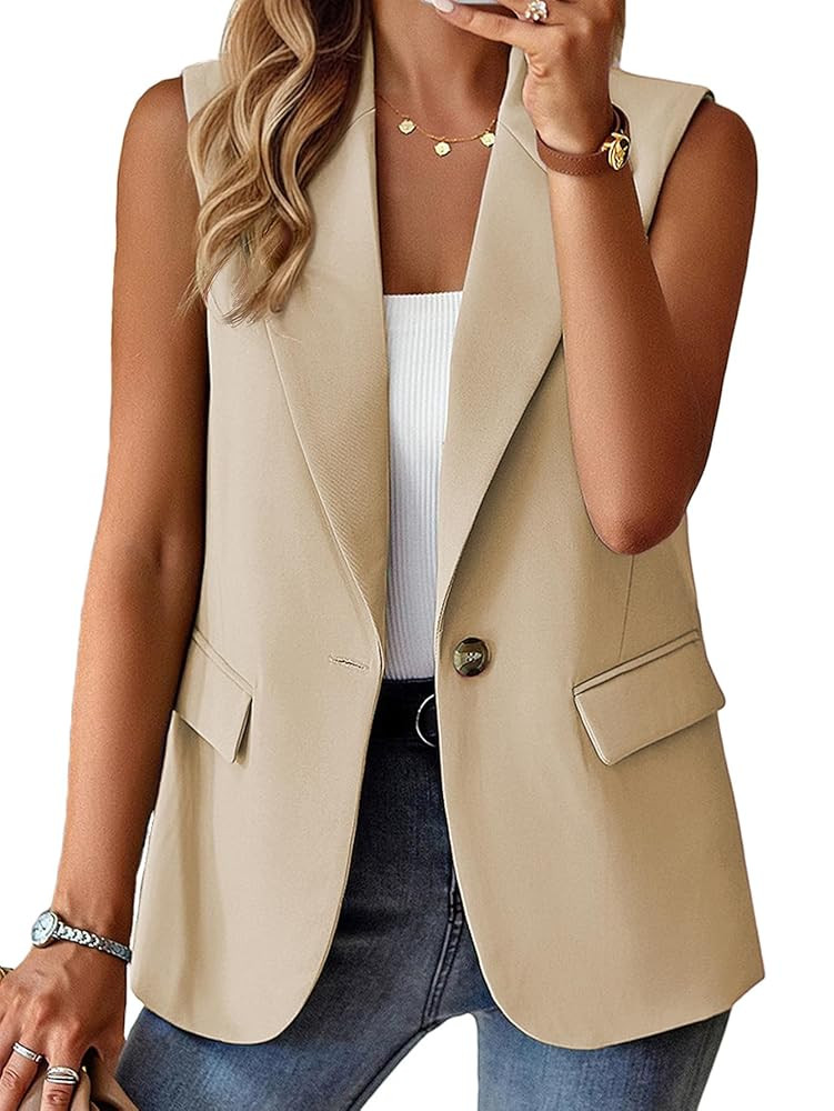 Mina Self 2025 Fall Women's Sleeveless Vest Blazer - Fully Lined Lightweight Fashion Casual Work ... | Amazon (US)