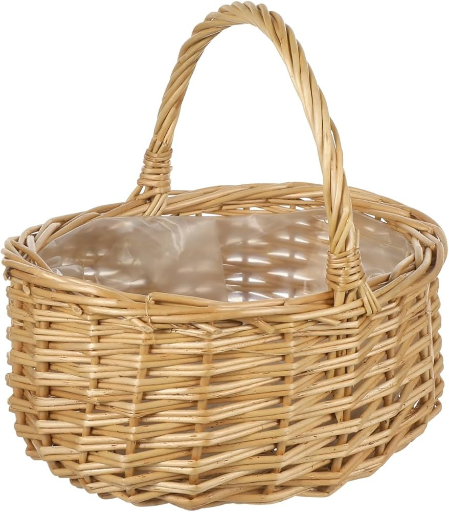 PRETYZOOM Portable Egg Basket Candy Willow Handwoven Basket Woven Storage Basket Fruits Picking Basket Rustic Girl Basket Lollipop Holder Cards Decor Lovers Basket Rattan Bread | Amazon (US)