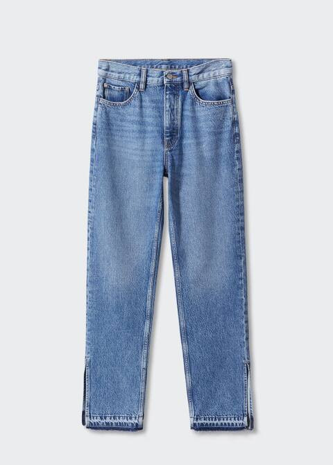 High-rise straight jeans with slits | MANGO (UK)