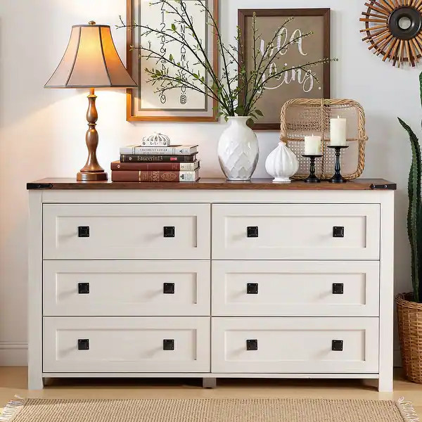 Farmhouse 6 Drawer Dresser, Wood TV Stand, Chest of Drawers - Bed Bath & Beyond - 39931057 | Bed Bath & Beyond