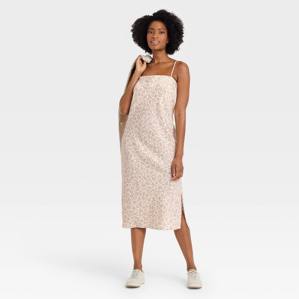 Women's Apron Slip Dress - A New Day Cream Floral Print XS, Ivory Floral Print | Target