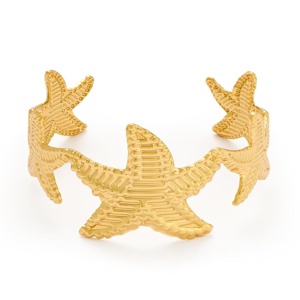 WOWORAMA Chunky Gold Shell Cuff Bracelets for Women Wide Hammered Starfish Bracelet Gold Coral Re... | Amazon (UK)