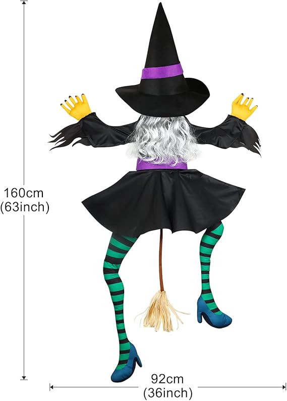 POPGIFTU Large Crashing Witch Halloween Decorations(63" H), Crashing Witch into Tree, Outdoor Ind... | Amazon (US)