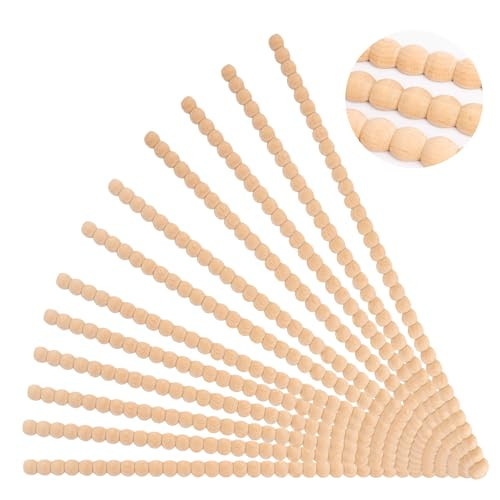 Hamminy Beaded Wood Trim Molding Decorative Half Wooden Bobbin Trim 15.7 Inch Unfinished 3D Decorative Molding Paintable for Home Wall Cabinet Door Window Bookshelf DIY Decoration (14mm, 24 Pcs) | Amazon (US)