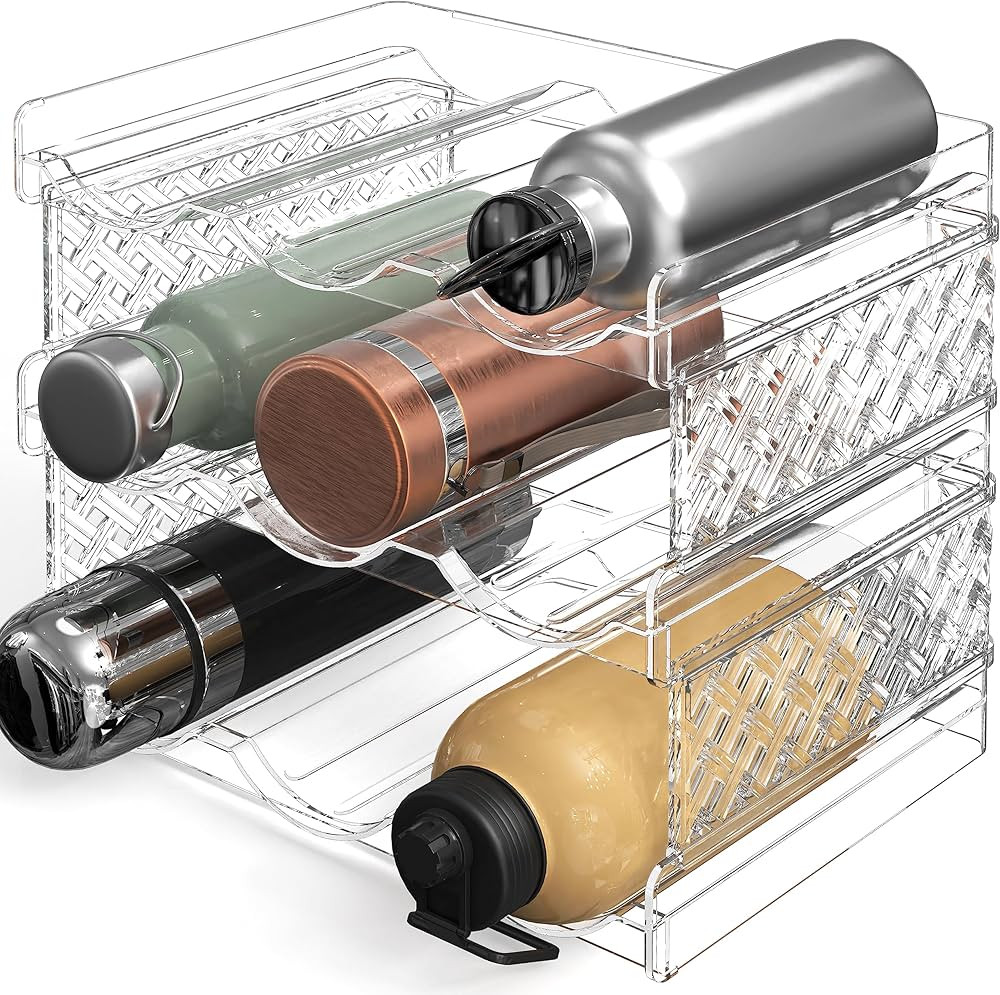 Simple Houseware 3-Tier Stackable Water Bottle Storage Organizer, Clear | Amazon (US)