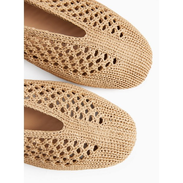 Neutral Raffia Ballerina Shoes 6 | Tu Clothing