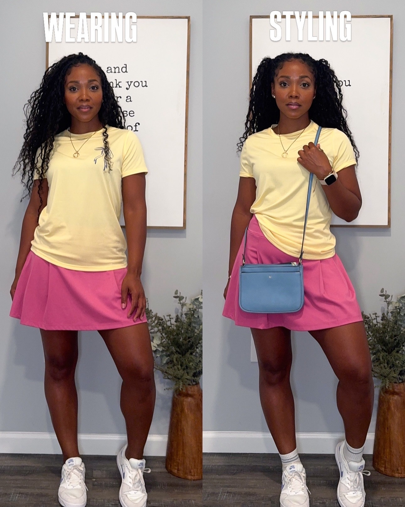 Christian tshirt outfit styled with a golf skirt and tennis shoes. Super cute for a casual day out this summer! The back of the shirt is 2 Corinthians 6:18. Daughter of a KING 🙌🏾 #christianapperal #golfskirt #cutesummeroutfit

#LTKootd #LTKActive #LTKmomlife