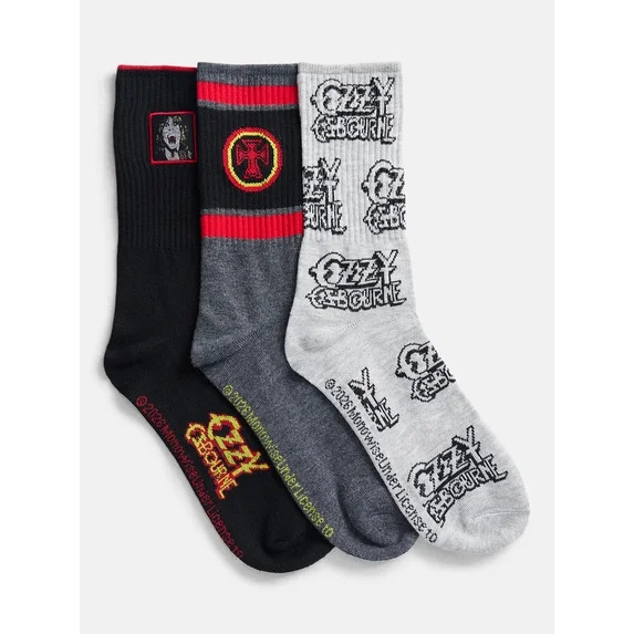 Ozzy Osbourne Men's Crew Socks, 3-Pack, Shoe Sizes 8-12 | Walmart (US)