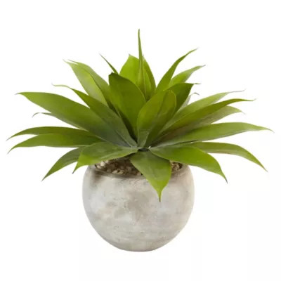 Nearly Natural 24-Inch Agave Artificial Plant in Sand Colored Bowl | Belk