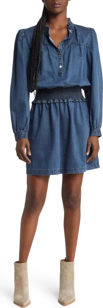 Shawna Chambray Smocked Waist Minidress | Nordstrom
