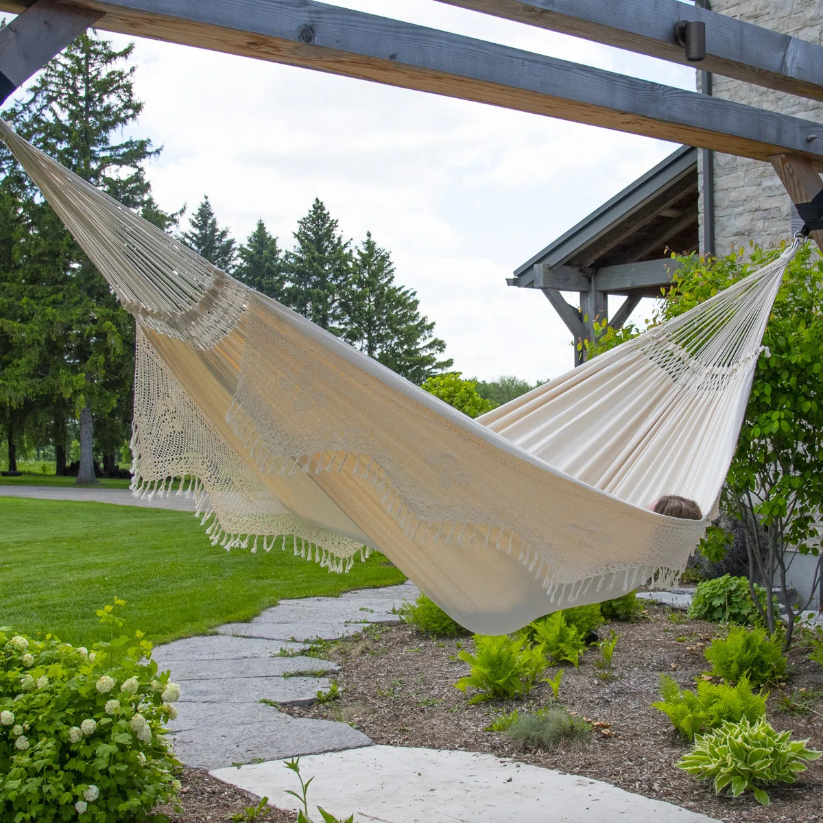Vivere Kenelm Authentic Brazilian Elegant Double Classic Hammock with Fringe (450 lb Capacity) | Wayfair North America