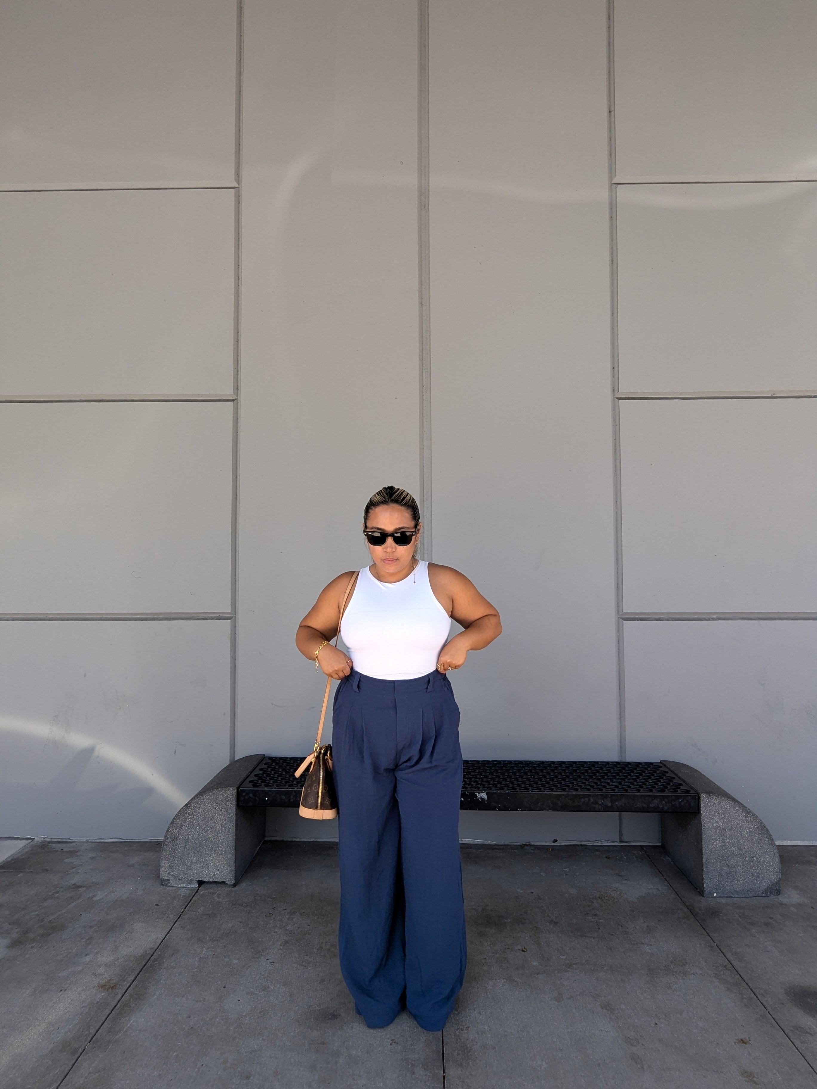 comfy summer work outfit. 💙🤍 pants (M, wearing regular  which are ok, but I should have ordered petite!); top (M)

#LTKStyleTip #LTKWorkwear #LTKFindsUnder50