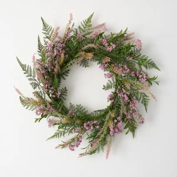 Sullivans Artificial Leafy Blush Berry Wreath; Green | Bed Bath & Beyond