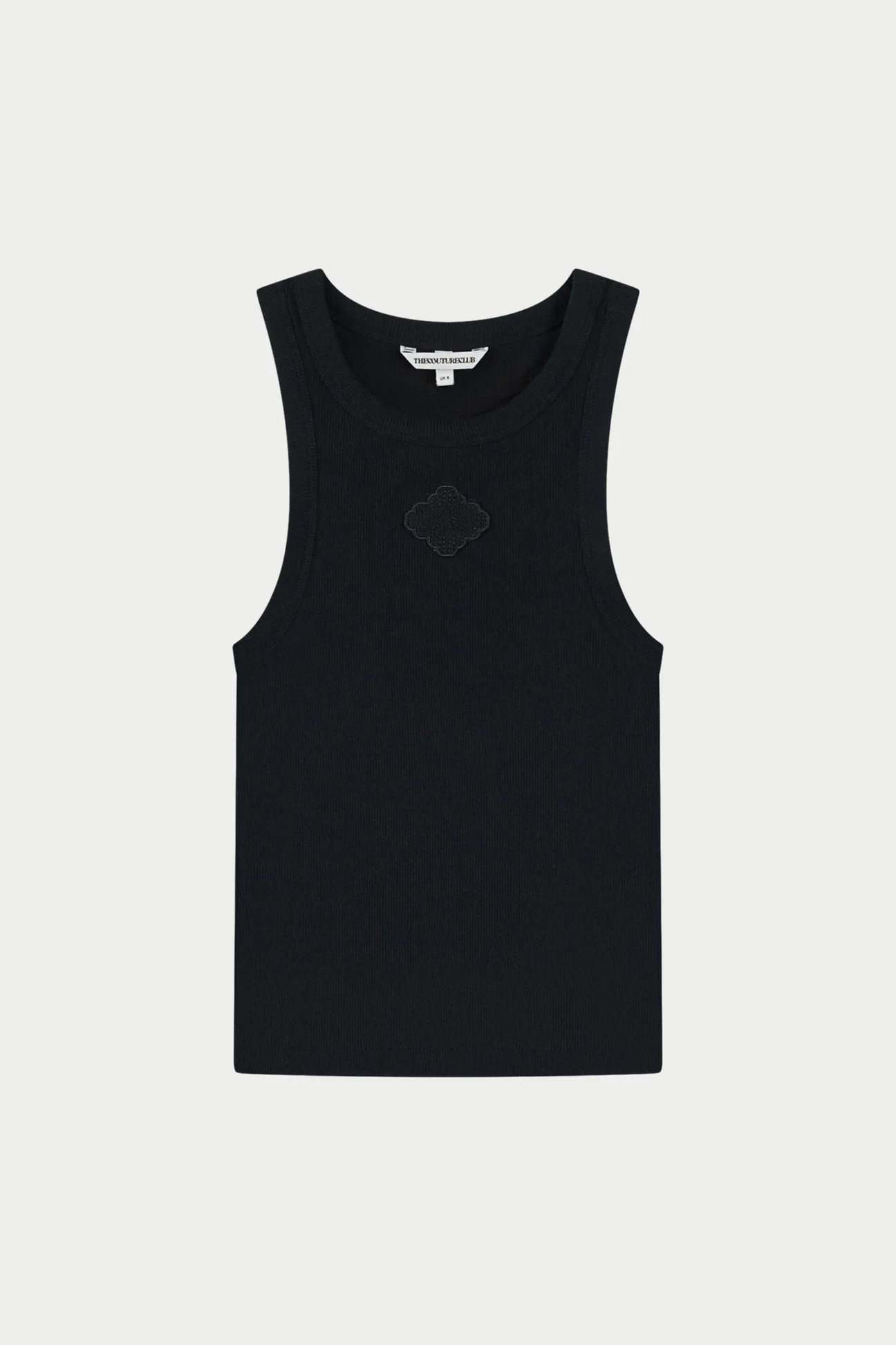 EMBLEM RIB VEST TOP - BLACK | The Couture Club