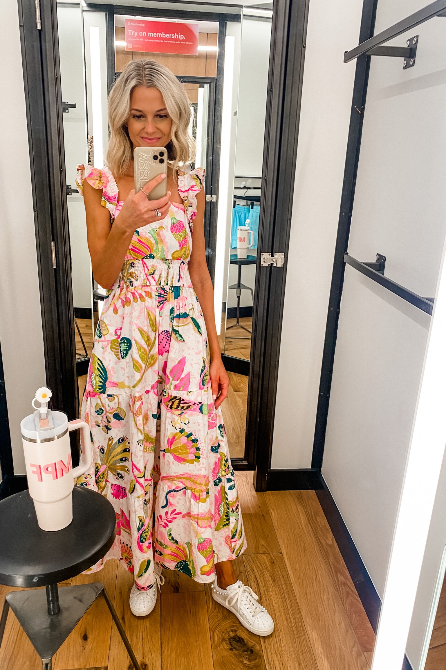 #ootd. This floral dress gets the award for most comfortable and cute summer dress. And can we talk about how adorable my Stanley cup straw topper is?

Summer dress
Summer outfit
Outfit inspo
Floral dress
Banjanan